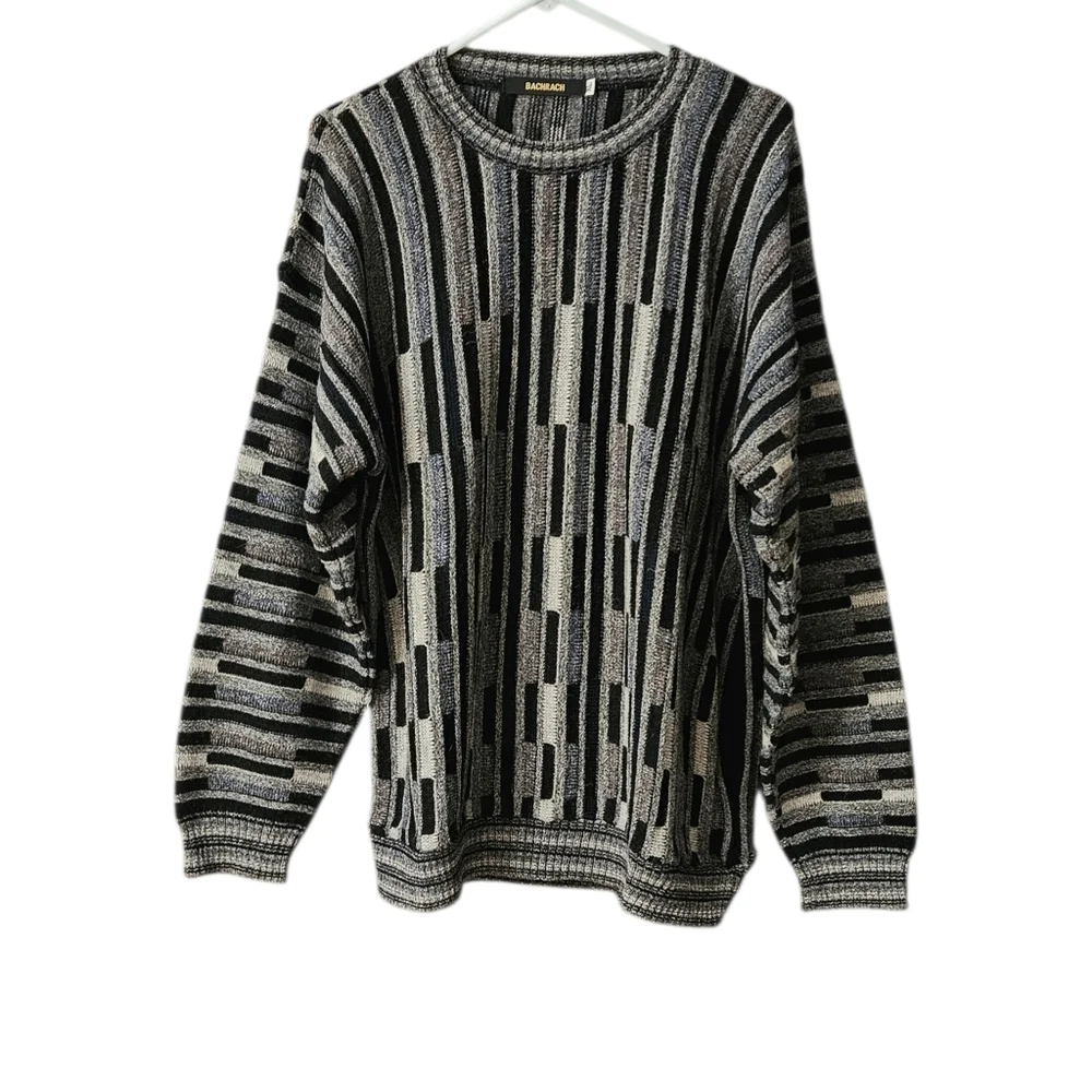 Vintage Bachrach Men's Sweater XL Textured Acrylic Wool Alpaca Made in USA